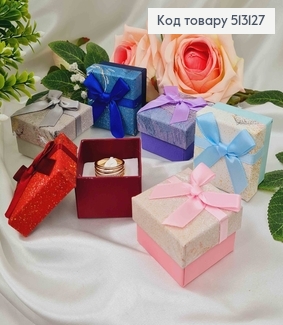 Коробка с хаотическими разводами и атласным бантиком, 5*3,5 см, цвета в ассорт. 513127 фото