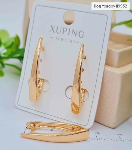 Серьги "Стрели", длина 2,7см, английская застежка, Xuping 18K 119952 фото 2