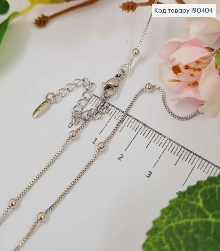 Цепочка родованная, плетение снейк квадратный с шариками, 45+5см, Xuping 190404 фото 1