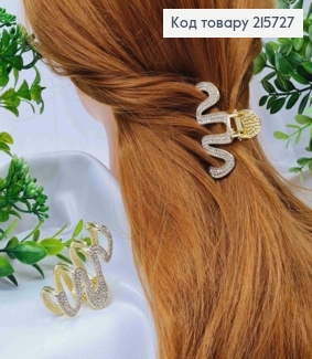 Краб металл "Волна" с блестящими камешками, 5,5см, Золотого цвета. 215727 фото