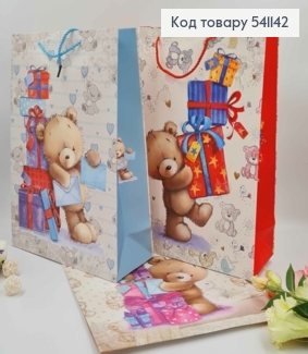 Пакет бумажный, "Мишки с подарками", в ассорт. 40*31*12см 541142 фото
