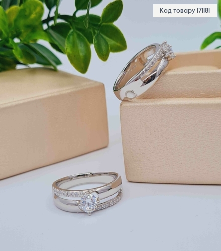 Кольцо родованное украшено Блестящими камнями, Xuping 171181 фото 1