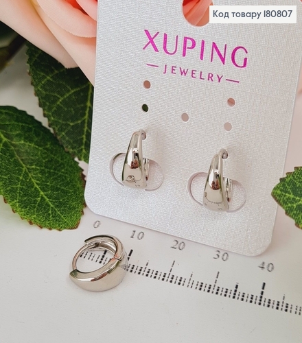 Сережки родированые кольца Капелька, 1см, Xuping 180807 фото 1
