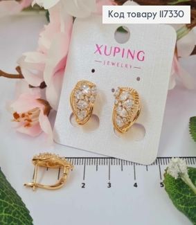 Серьги "Сияние" с яркими камешками, длина 1,7см, англ застежка, Xuping 18К 117330 фото