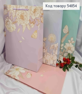 Пакет бумажный, "Нежные Цветочки", 41*31*12см в ассортименте. 541154 фото