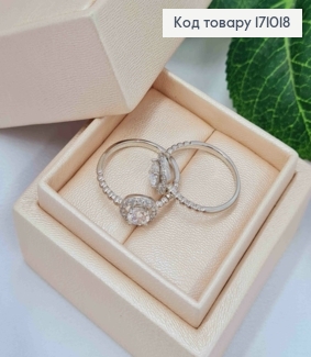 Кольцо родованное "Блеск Солнца" с Блестящими камешками, Xuping 171018 фото