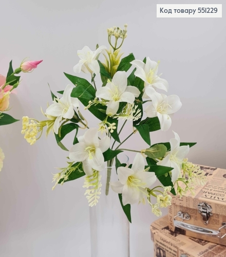 Композиция "Семь белых лилий (5см) с молочными добавками" высотой 33см 551229 фото 1