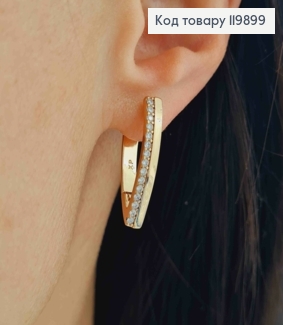 Сережки стріли прикрашені Блискучими камінцями, 2,4см, англ. застібка, Xuping 18К 119899 фото