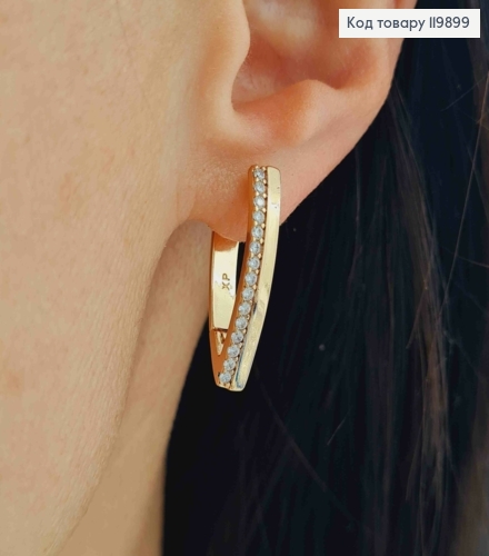 Серьги стрелы украшены Блестящими камешками, 2,4см, англ. застежка, Xuping 18К 119899 фото 1