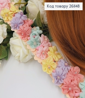 Резинка детская Цветок с бусинкою и камнем 20шт/уп 261148 фото