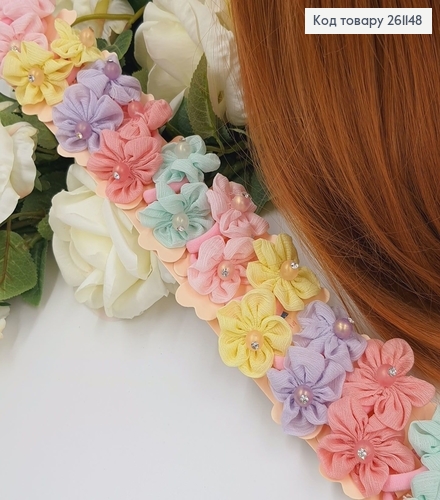 Резинка детская Цветок с бусинкою и камнем 20шт/уп 261148 фото 1