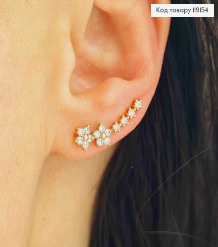 Сережки гачки Квіточки з Камінцями, 2,1см,  Xuping 18К 119154 фото 1