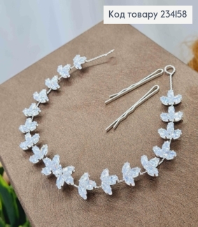 Гілочка у волосся, Срібного кольору, з Блискучими камінцями, 29см 234158 фото