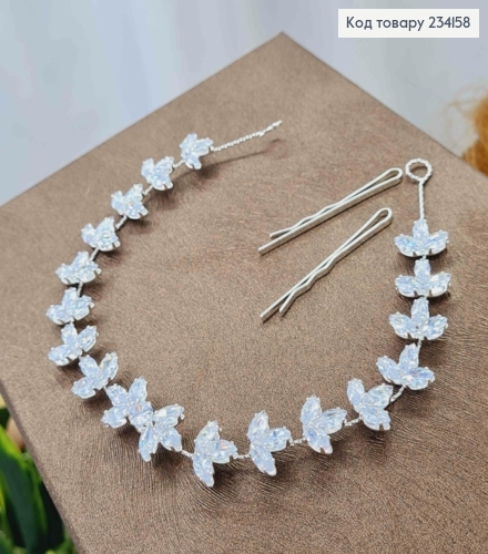 Гілочка у волосся, Срібного кольору, з Блискучими камінцями, 29см 234158 фото 1