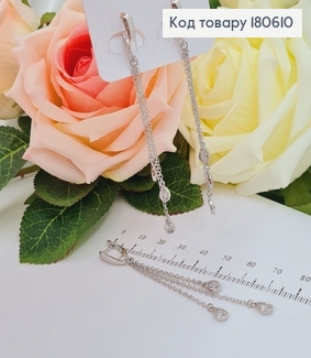 Серьги родированые подвески с камнями 1,5+6см Xuping  180610 фото