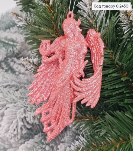 Новорічна фігура Блиск Янгол з арфою РОЖЕВИЙ, 12*7см, Україна 612450 фото 1