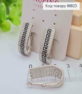 Серьги родованные овальные ВЕРСАЧЕ с Черной эмалью, 2,4см, английская застежка, Xuping 181823 фото