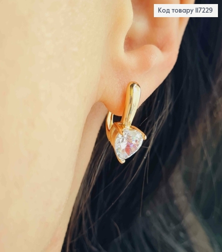 Серьги "Сердце Льва", английская застежка, длина 2см, XUPING 18K 117229 фото 2