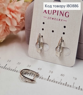Сережки родовані Дуги з камінцем (англ.застібка), 1,5*0,3см, Xuping 180886 фото