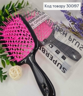 Щетка для волос прямоугольная Черная с Розовым, "HollowComb" Superbrush Plus, 20,5*8см 300197 фото
