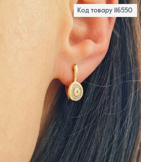 Серьги с двойным кругом, в камешках, 1,5см, Xuping 18K 116550 фото