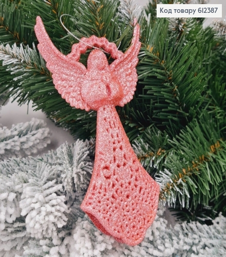 Новорічна фігура Блиск Янгол РОЖЕВИЙ, 16*9см, Україна 612387 фото 1