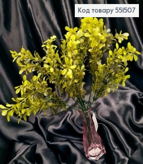 Искусственная декоративная зелень Самшит, САЛАТОВО-ЗЕЛЕНОГО цвета, 7 веточек на металлическом стержне, 35см 551507 фото