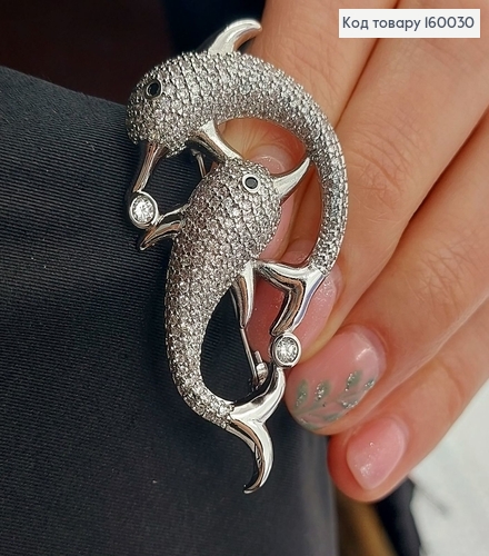 Брошка Дельфіни   в камінцях   Xuping 18к 160030 фото 4