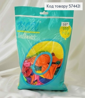 Воздушные шары латексные, ЦВЕТНЫЕ перламутр, 10'' UOU, 100шт/уп 574421 фото