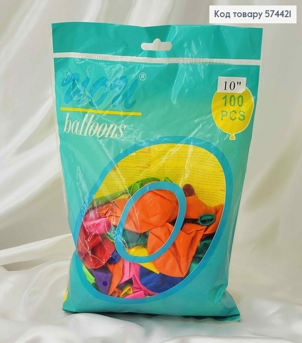Воздушные шары латексные, ЦВЕТНЫЕ перламутр, 10'' UOU, 100шт/уп 574421 фото 1