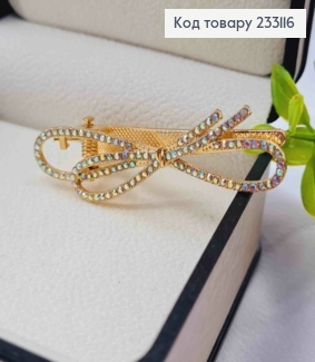 Набор:Заколка стрела (2шт/уп), "БАНТИК" украшена перламутровыми камнями, 5,5см, золотого цвета. 233116 фото