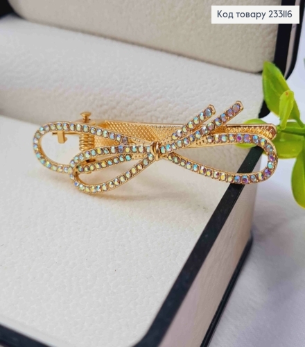 Набір:Заколка стріла (2шт/уп), "БАНТИК" прикрашена Перламутровим камінням, 5,5см, Золотого кольору 233116 фото 1
