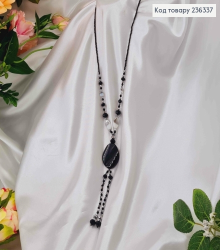 Бижутерия на шею, с бисером и стеклярусом, с овальной пластинкой, дл. 50см 236337 фото 1