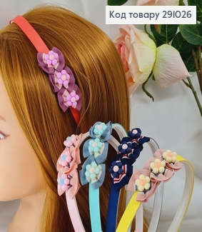 Обруч пластик с тканью и цветочками в асс. 291026 фото