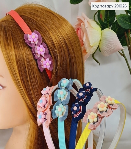 Обруч пластик с тканью и цветочками в асс. 291026 фото 1