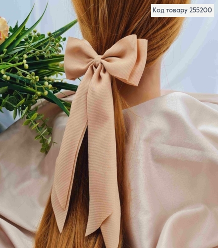 Заколка (7,5см) БАНТ БЕЖЕВОГО цвета, легкий креп, размер 12*23см, Украина. 255200 фото 1