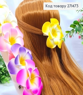 Заколка стріла з "Гавайською квіткою", заколка 5,5см, квітка 9см, Кольори в асортименті 271473 фото