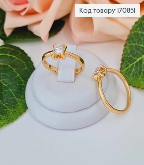 Кольцо с камешком в квадратной оправе, Xuping 18K. 170851 фото