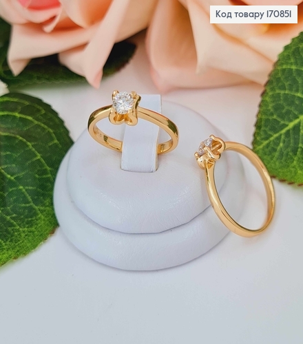 Кольцо с камешком в квадратной оправе, Xuping 18K. 170851 фото 1