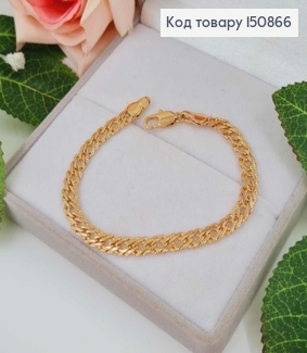 Браслет двойное плетение, шир.4мм, дл.17см, Xuping 18К 150866 фото