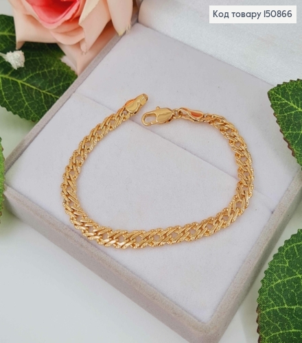 Браслет двойное плетение, шир.4мм, дл.17см, Xuping 18К 150866 фото 1