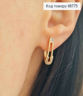 Серьги "Шпилька" с Блестящими камешками, 1,7см, английская застежка, XUPING 18K 118775 фото