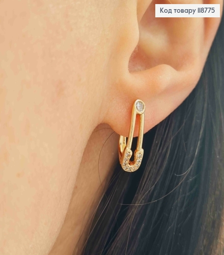 Серьги "Шпилька" с Блестящими камешками, 1,7см, английская застежка, XUPING 18K 118775 фото 1