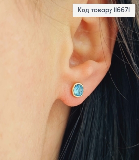 Серьги гвоздики, многогранники с колубым камнем Сваровски, 5мм, Xuping 18K 116671 фото