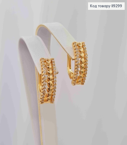 Серьги "Грация" украшены Блестящими камешками, 1,7см, английская застежка, XUPING 18K 119299 фото 3