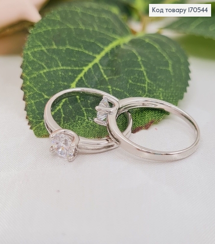 Кольцо родированое с маленьким камнем  Xuping 170544 фото 1