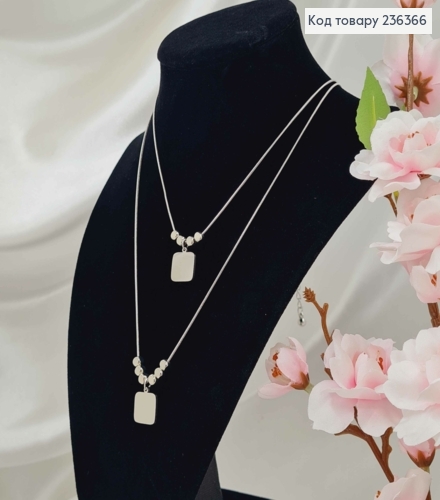 Біжутерія на шию подвійна, з підвіскою Квадратні пластини, 48+8см, Fashion Jewelry 236366 фото 1