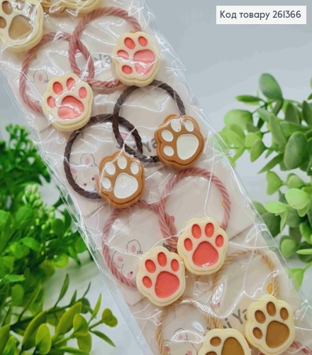 Набір резинок (20шт), ЛАПКИ, Пастельні кольори, резинка 3см, фігурки 2*2см 261366 фото 1