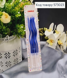 Свечи для торта, винтовые, Синие(металлик), 6шт/уп. 12+4см 573023 фото