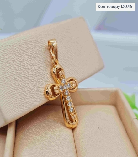 Крестик украшен Блестящими камешками, размер 2,4*1,7см, Xuping 18K 130719 фото 2